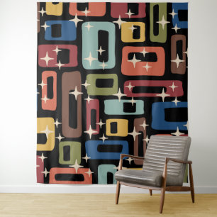 Retro Mid Century Modern Abstract Tapestry