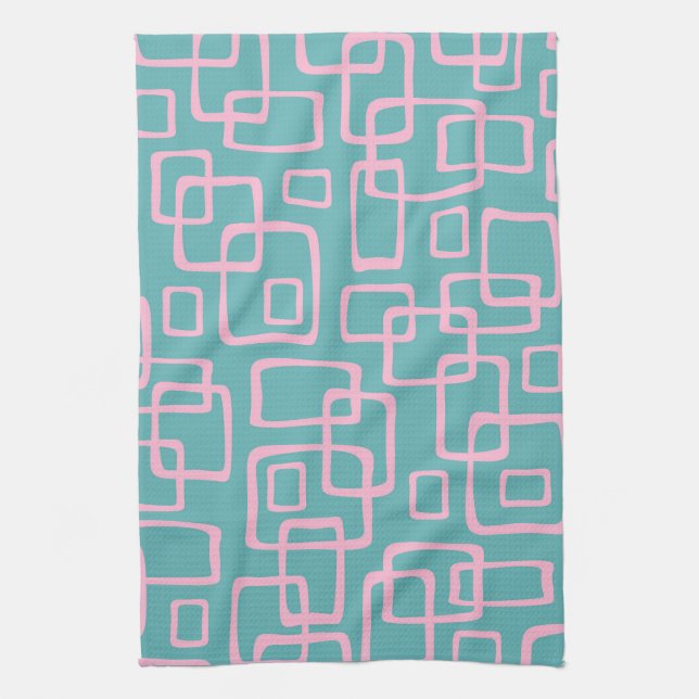 Retro Mid Century Modern Abstract Tea Towel (Vertical)