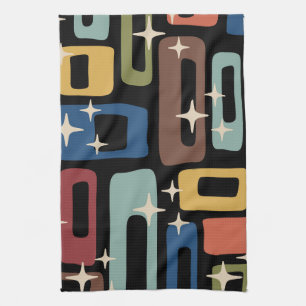 Retro Mid Century Modern Abstract Tea Towel