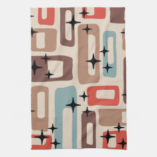 Retro Mid Century Modern Abstract Tea Towel