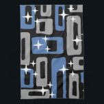 Retro Mid Century Modern Abstract Tea Towel<br><div class="desc">Colourful Retro Mid Century Modern Abstract Pattern in Black Grey & Blue. Mid-century modern (MCM) is a movement in interior design, product design, graphic design, architecture and urban development that was present in all the world, but more popular in the United States, Brazil and Europe from roughly 1945 to 1970...</div>