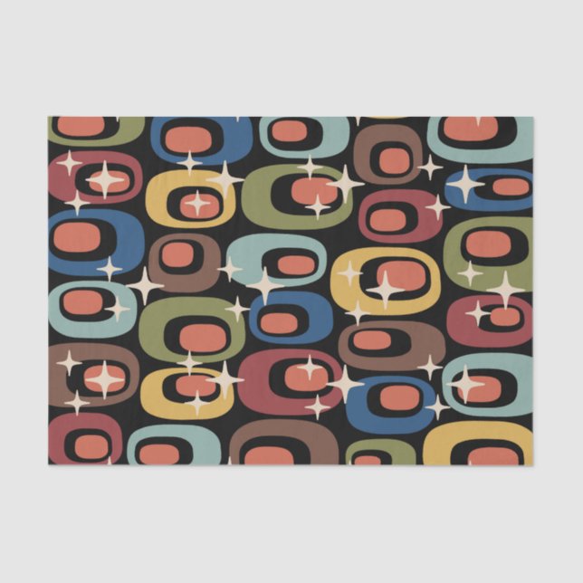 Retro Mid Century Modern Abstract Tissue Paper (Front)