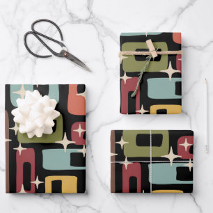 Retro Mid Century Modern Abstract Wrapping Paper Sheet