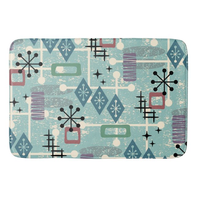Retro Mid Century Modern Atomic Abstract Bath Mat (Front)