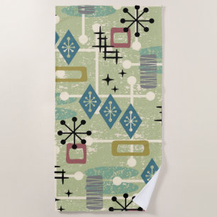 Retro Mid Century Modern Atomic Abstract Beach Towel