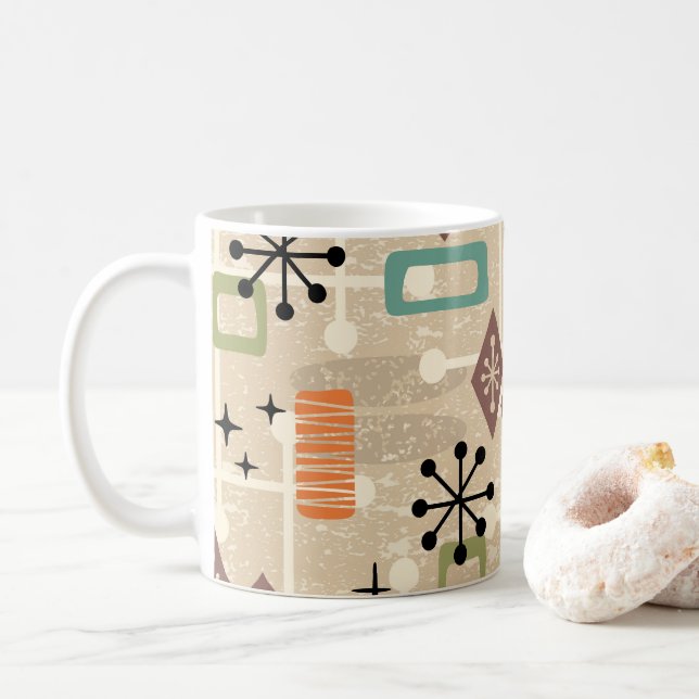 Retro Mid Century Modern Atomic Abstract Coffee Mug (With Donut)