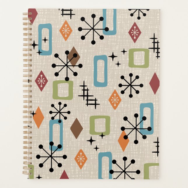Retro Mid Century Modern Atomic Abstract Pattern Planner (Front)