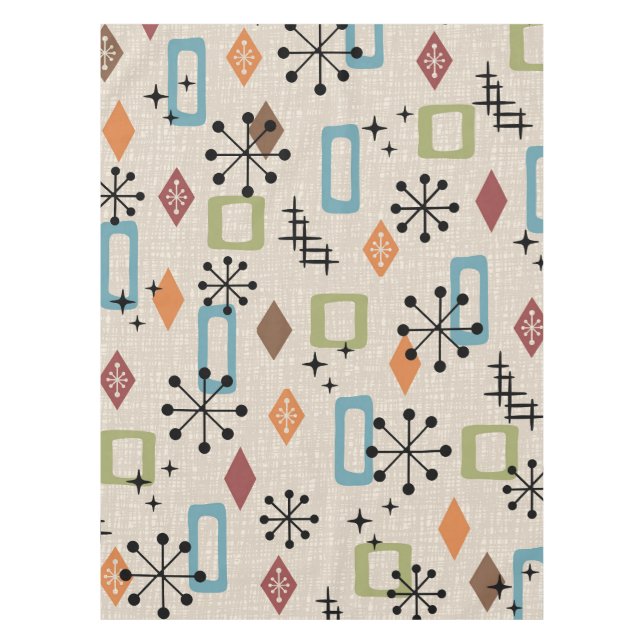 Retro Mid Century Modern Atomic Abstract Pattern Tablecloth (Front)