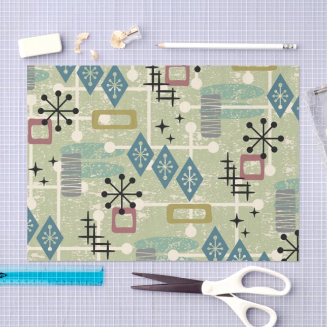 Retro Mid Century Modern Atomic Abstract Tissue Paper (Craft)