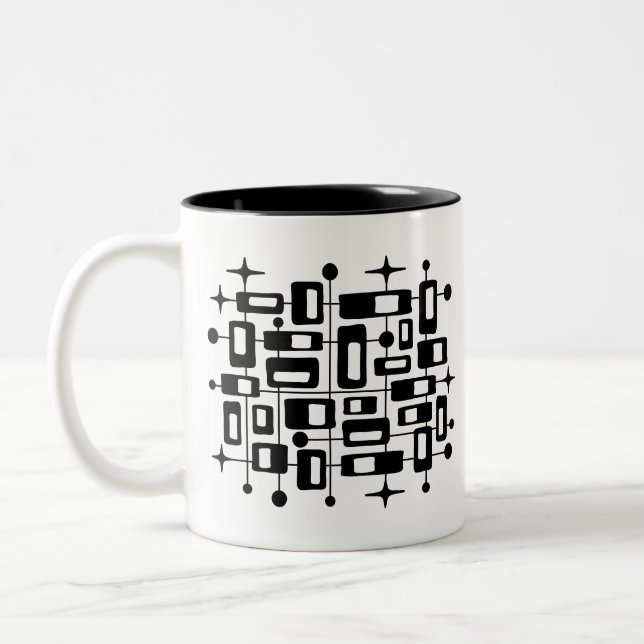 Retro Mid Century Modern Atomic Abstract Two-Tone Coffee Mug (Left)