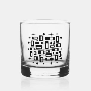 Retro Mid Century Modern Atomic Abstract Whiskey Glass