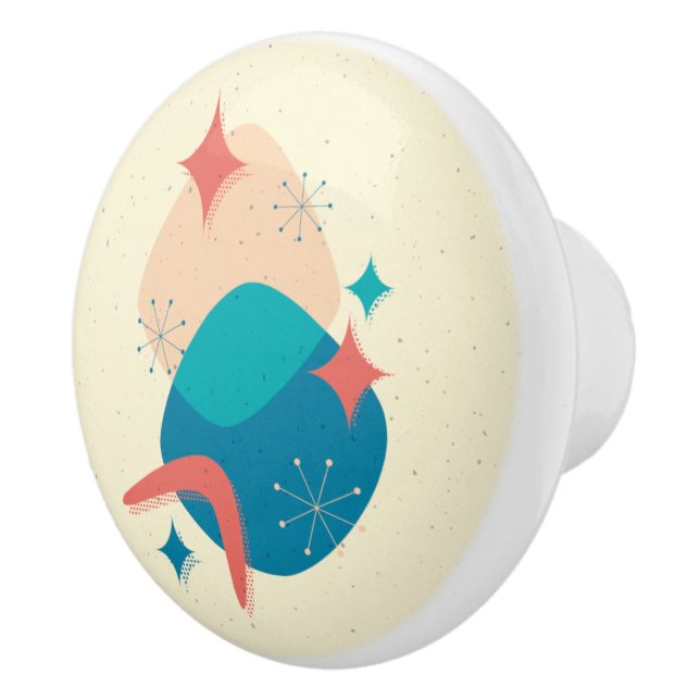 Retro Mid Century Modern Atomic Age Abstract  Ceramic Knob (Right)