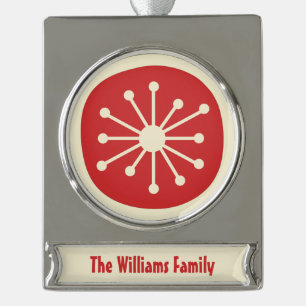 Retro Mid Century Modern Atomic Age Minimalist Silver Plated Banner Ornament