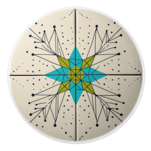 Retro Mid Century Modern Atomic Geometric Pattern Ceramic Knob