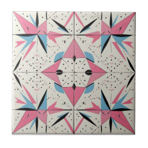 Retro Mid Century Modern Atomic Geometric Pattern Ceramic Tile
