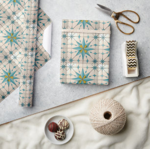 Retro Mid Century Modern Atomic Geometric Pattern Wrapping Paper