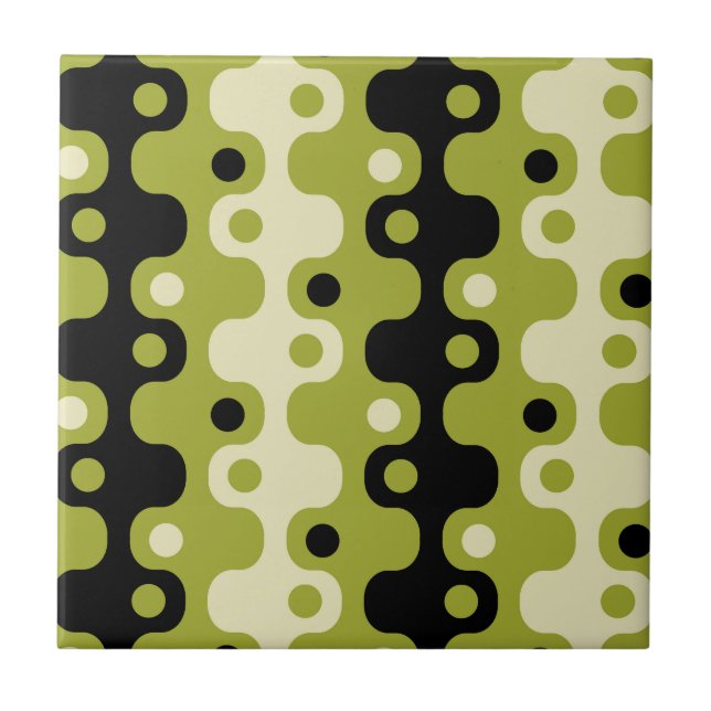 Retro Mid Century Modern Atomic Pattern Ceramic Tile (Front)