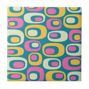 Retro Mid Century Modern Atomic Pattern Ceramic Tile