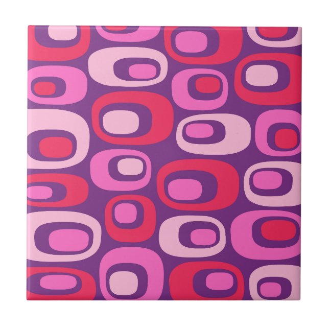 Retro Mid Century Modern Atomic Pattern Rug Ceramic Tile (Front)