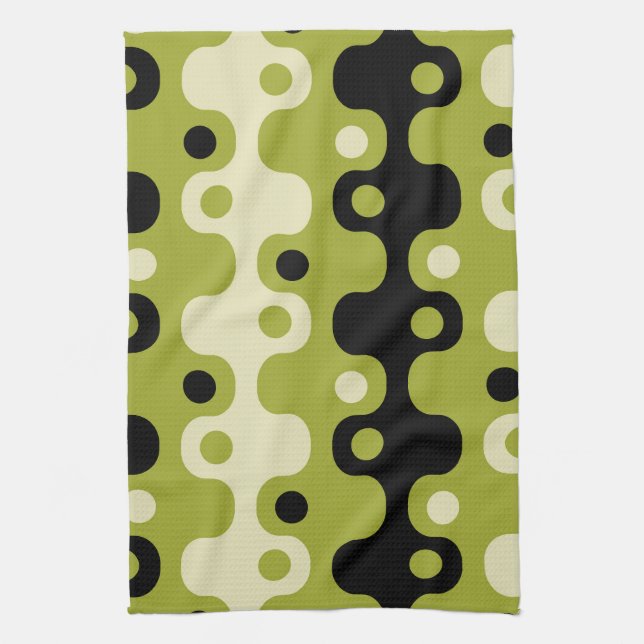 Retro Mid Century Modern Atomic Pattern Tea Towel (Vertical)