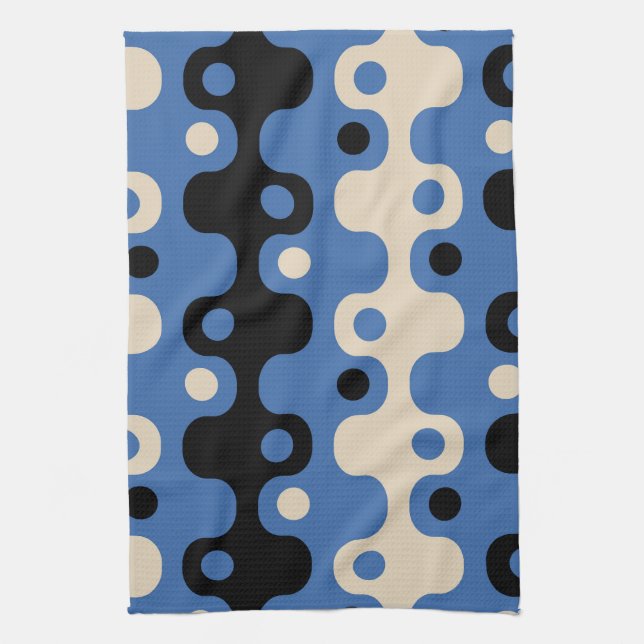 Retro Mid Century Modern Atomic Pattern Tea Towel (Vertical)