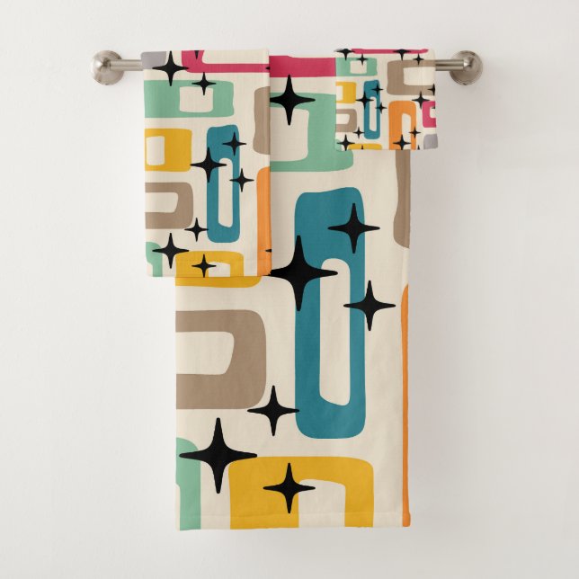Retro Mid Century Modern Bath Towel Set (Insitu)