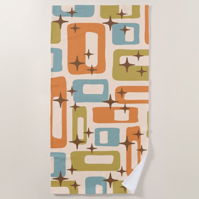 Retro Mid Century Modern Beach Towel (Front)