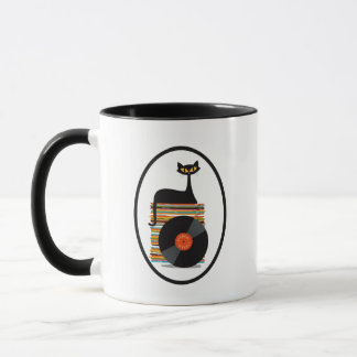 Retro mid Century Modern Black cat with bacelite Mug