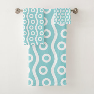 Retro Mid Century Modern Bubble Pattern Bath Towel Set
