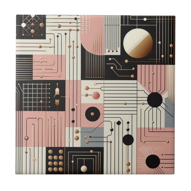 Retro Mid Century Modern  Ceramic Tile (Front)