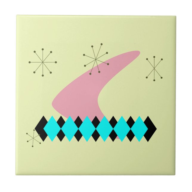 Retro Mid Century Modern Ceramic Tile (Front)