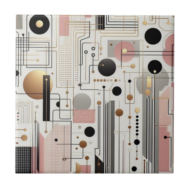 Retro Mid Century Modern  Ceramic Tile (Front)