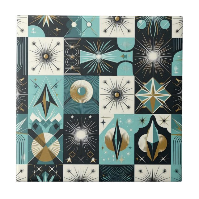 Retro Mid Century Modern  Ceramic Tile (Front)