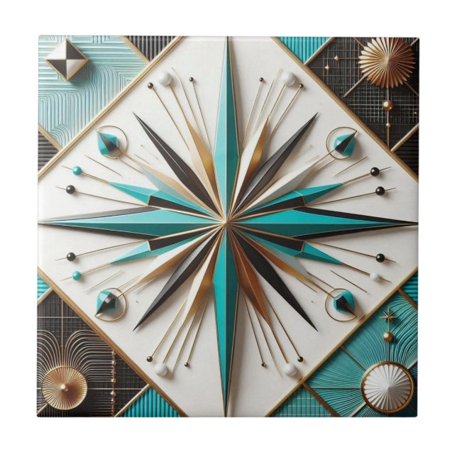 Retro Mid Century Modern  Ceramic Tile (Front)