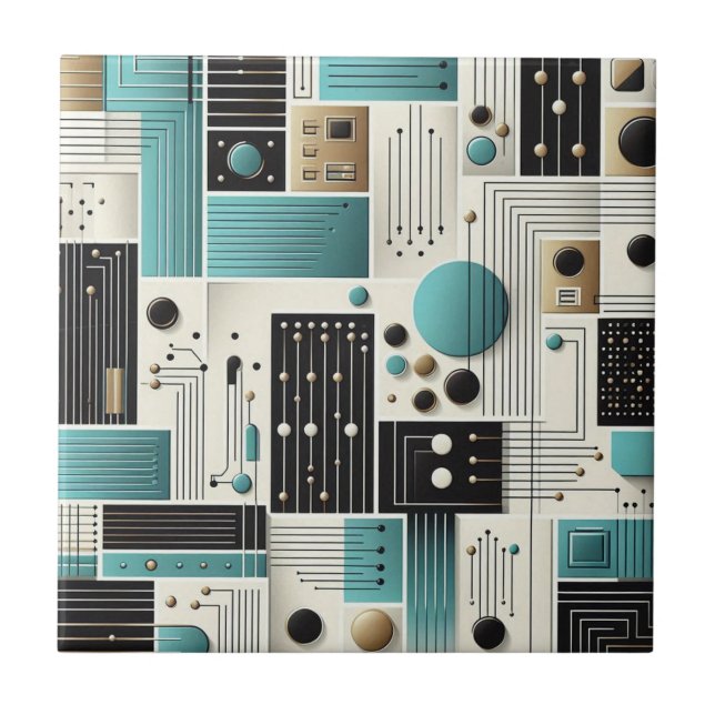 Retro Mid Century Modern  Ceramic Tile (Front)