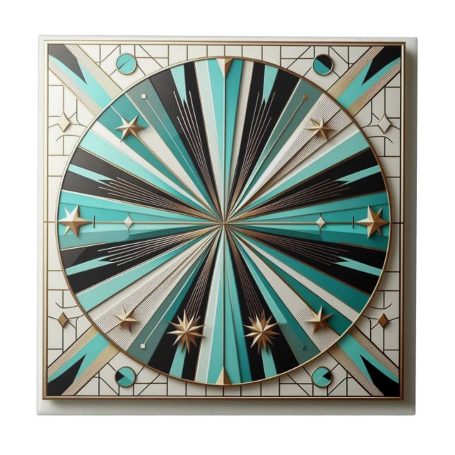 Retro Mid Century Modern  Ceramic Tile (Front)
