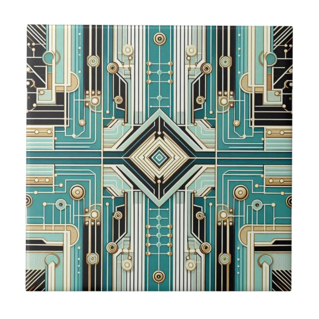 Retro Mid Century Modern  Ceramic Tile (Front)