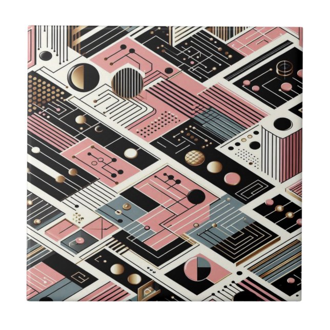 Retro Mid Century Modern  Ceramic Tile (Front)