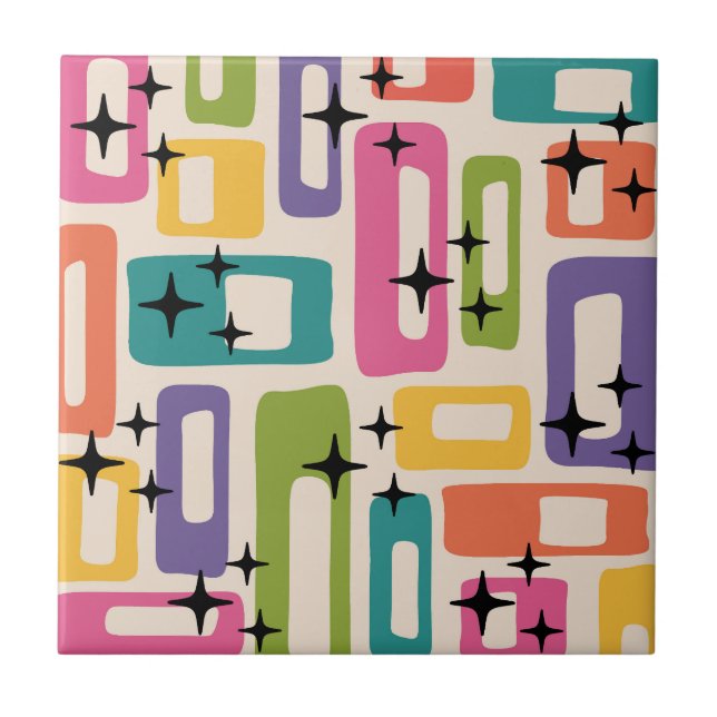 Retro Mid Century Modern Ceramic Tile (Front)