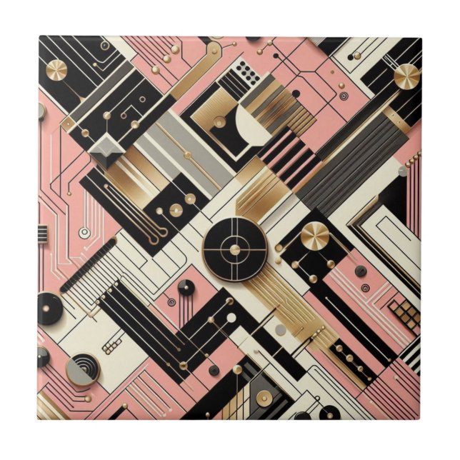 Retro Mid Century Modern  Ceramic Tile (Front)