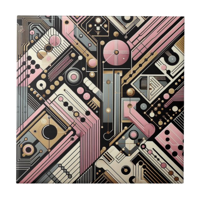 Retro Mid Century Modern  Ceramic Tile (Front)