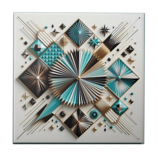 Retro Mid Century Modern  Ceramic Tile (Front)