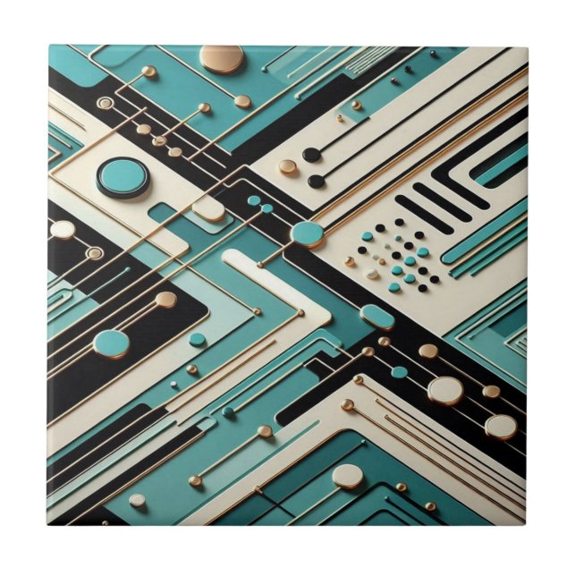 Retro Mid Century Modern  Ceramic Tile (Front)