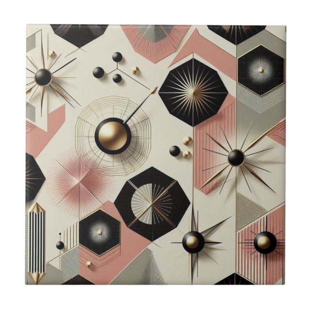 Retro Mid Century Modern  Ceramic Tile (Front)