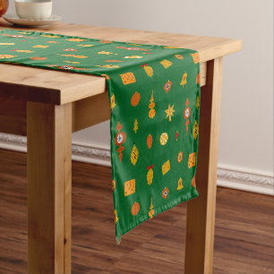 Retro Mid-Century Modern Christmas Icons  Long Table Runner