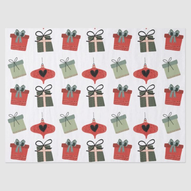 Retro Mid Century Modern Christmas Pattern Tissue Paper (Front)