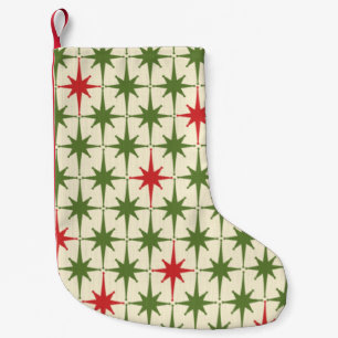 Retro Mid-century Modern Christmas Starbursts Small Christmas Stocking