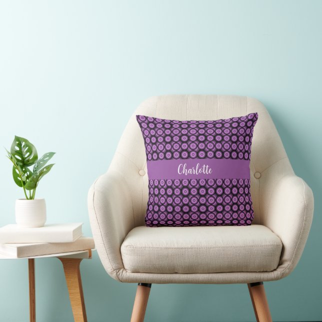 Retro mid century modern circles name monogram cushion (Chair)