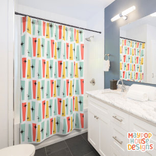 Retro Mid Century Modern Colourful Shower Curtain