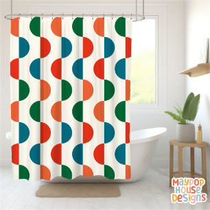 Retro Mid Century Modern Colourful Shower Curtain